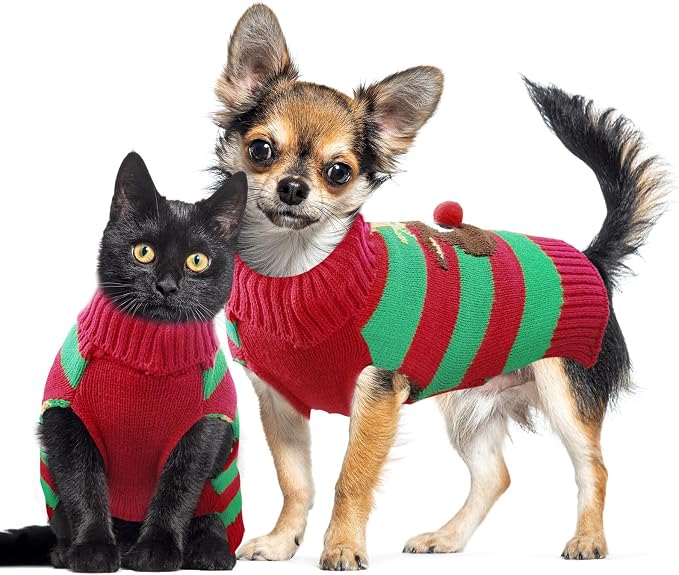 Dog Cat Christmas Sweater Boy Girl Ugly Reindeer Xmas Pet Clothes Holiday Puppy - Image 3