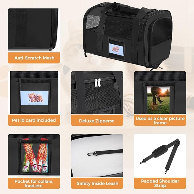 Soft Cat Carrier for Pets Up to 15 lbs, TSA Approved for Airline in-Cabin - Image 6