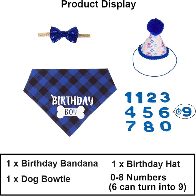 ADOGGYGO Boy Dog Birthday Bandana & Bow Set - Image 3