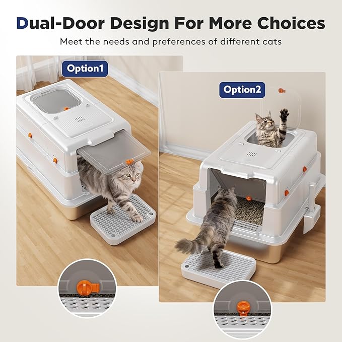 FURTIME XXXL Extra Large Stainless Steel Litter Box - Image 5