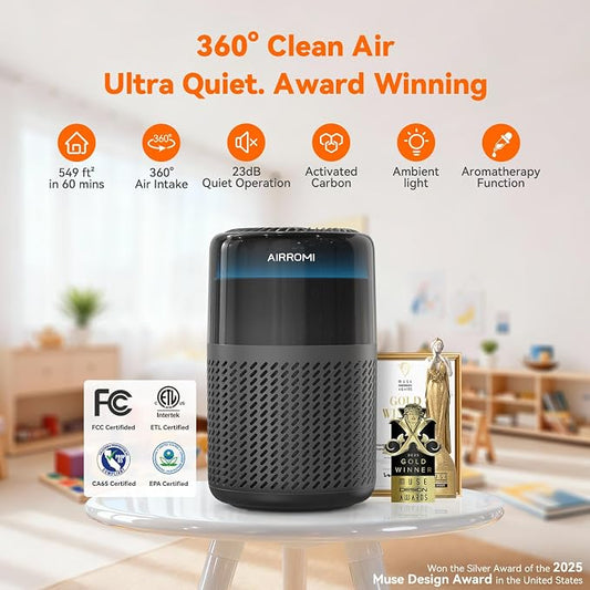 AIRROMI HEPA Air Purifier for Bedroom&Home, Pet Air Purifier for Home Pets - Image 2