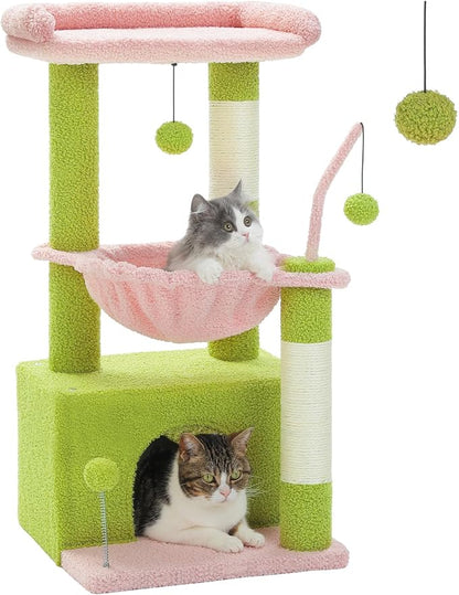 PEQULTI 4-in-1 Multi-Level Cat Tower, Scratching Post by PEQULTI