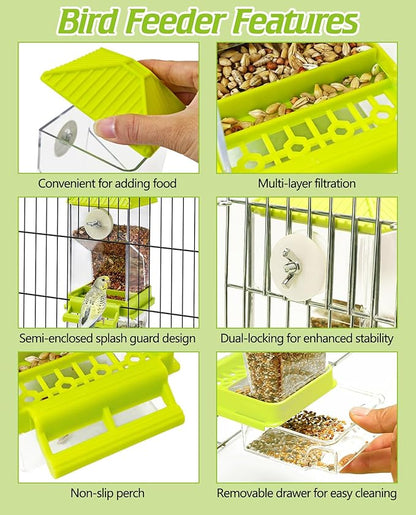 BNOSDM No Mess Automatic Bird Feeder 2 Pcs Anti-Splash Bird Feeder Acrylic - Image 4
