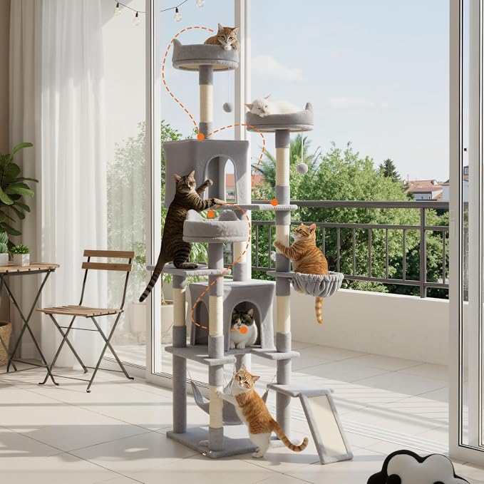 Sweetcrispy Cat Tree 75 Inch, Large Multi-Level Tall Cat Tree Tower - Image 7
