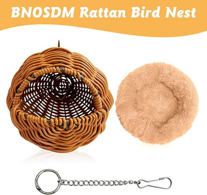 BNOSDM Rattan Parrot Nesting House Bird Nest Parakeet Hanging Swing Soft - Image 3