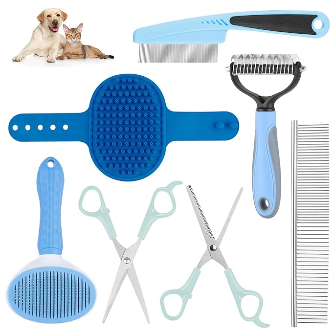 Pet Grooming Kit with Pet Shedding Slicker Brush, Bath Massage by Aiolpy