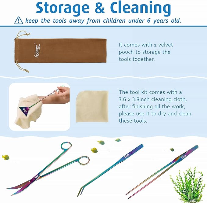 hygger 6-in-1 Long Aquarium Aquascaping Tools Kit, Color Stainless Steel - Image 7