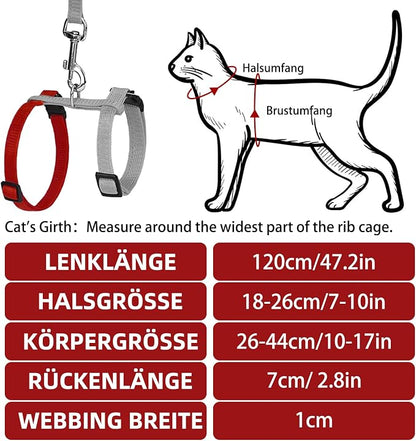 PUPTECK Adjustable Cat Harness and Leash Set Escape Proof Kitten Strap Collar - Image 2