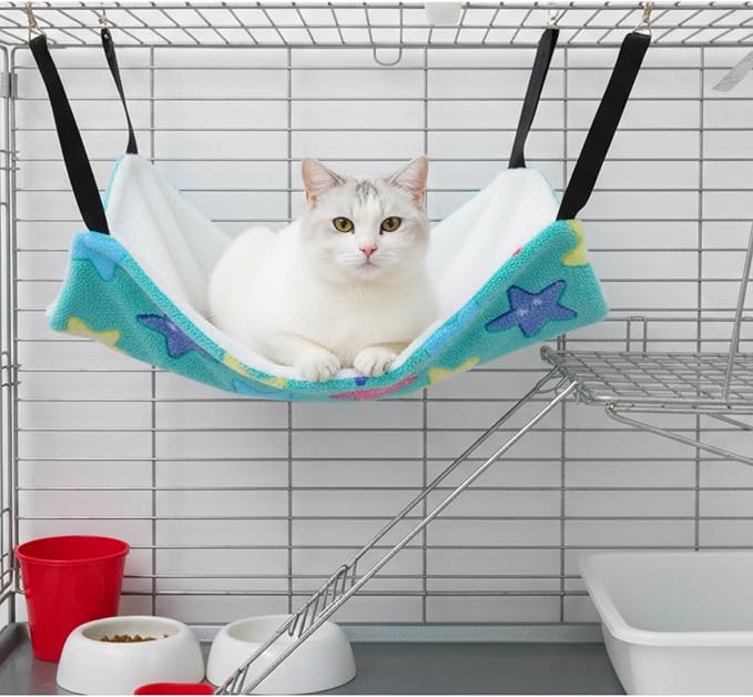 8 Pcs Reversible Cat Hammock Plush Ferret Hammock Hanging Bed - Image 4