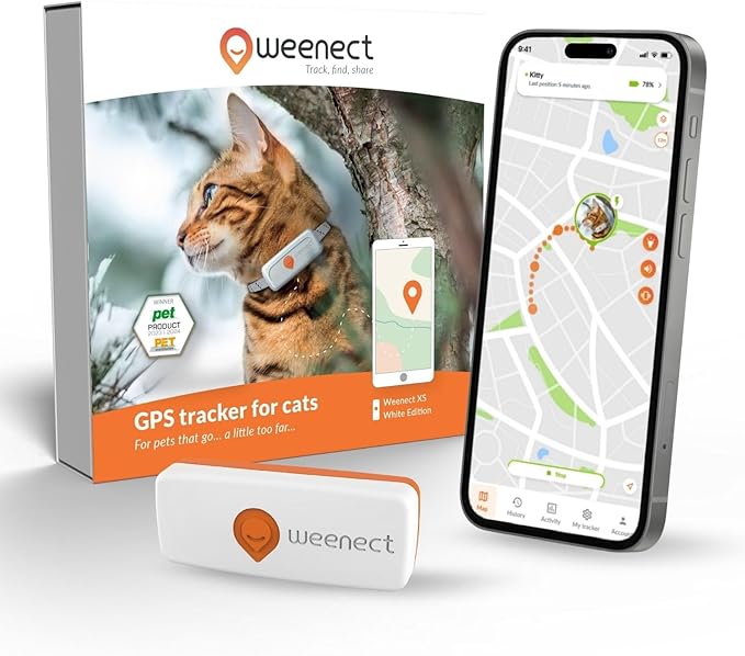 Weenect Cat XS - GPS Tracker for Cats | Real-time GPS Tracking | Smallest Model by Weenect