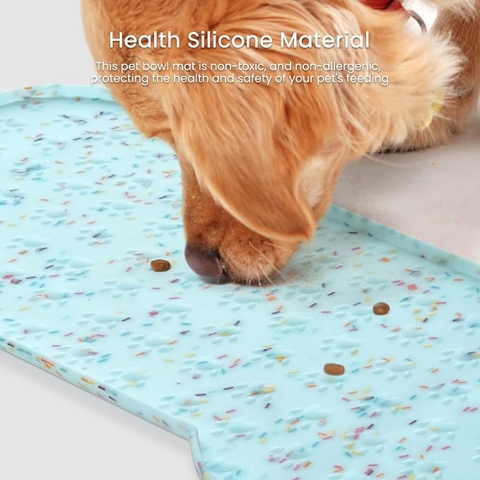 Dog Food Mat Anti-Slip Silicone Dog Bowl Mat Thicker Pet Placemat Waterproof - Image 6