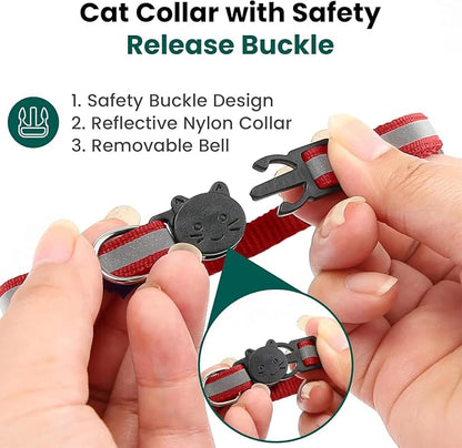 Cat Collar with AirTag Holders, Reflective Breakaway Safety Collars, Bells and - Image 7