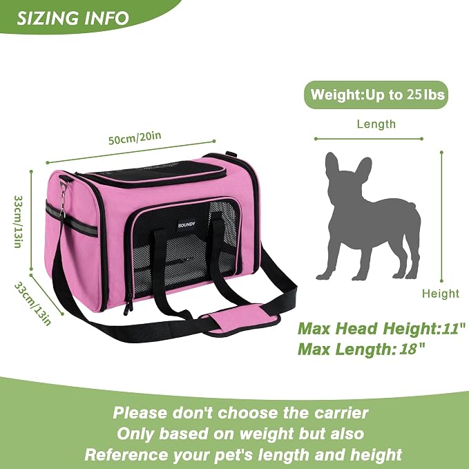 Soundy Large Cat Carrier Dog Carrier Under 25 Lbs, Collapsible Ventilated - Image 5