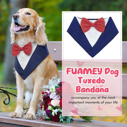 FUAMEY Dog Tuxedo for Medium Dogs, Dog Formal Suit Dogs Attire Pet Bow Tie - Image 6