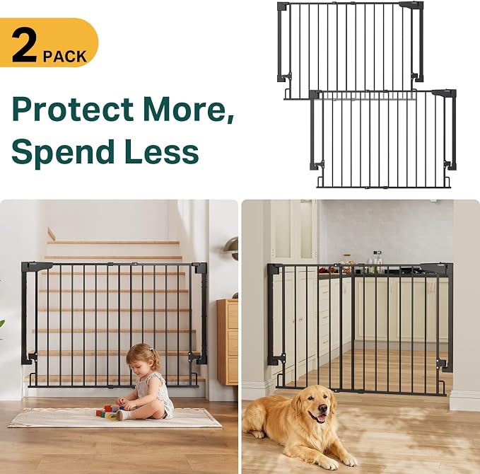 Cumbor 2 Pack 29.2-43" No Bottom Bar Baby Gate - Image 2