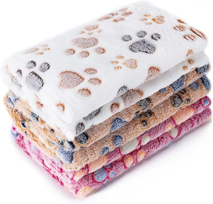 1 Pack 3 Blankets Super Soft Fluffy Premium Fleece Pet Blanket Flannel Paw by CADONO