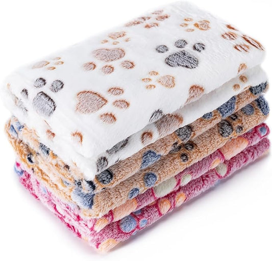1 Pack 3 Blankets Super Soft Fluffy Premium Fleece Pet Blanket Flannel Paw by CADONO