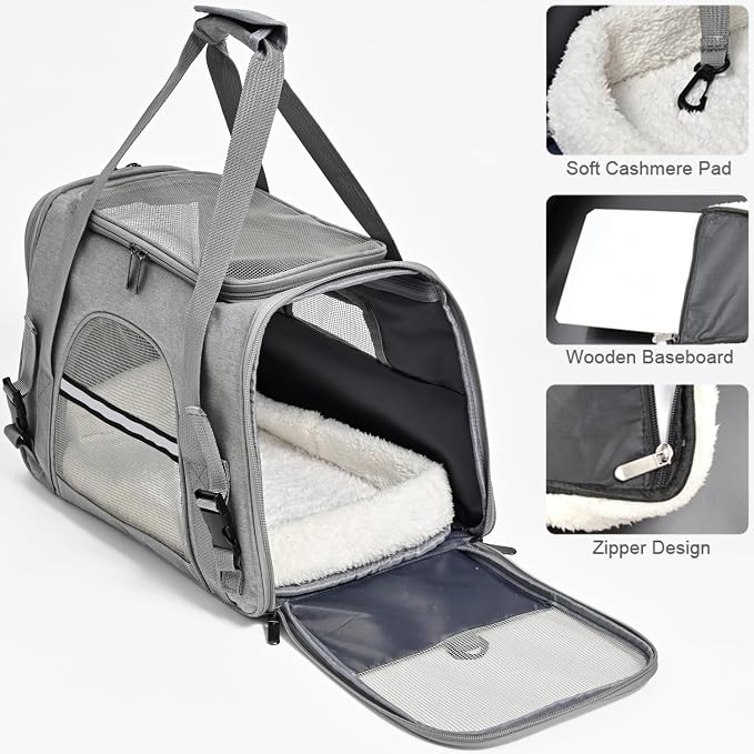 Dog Cat Carrier Soft for Small Pet Up to 16 Lbs TSA Airline Approved Travel - Image 3