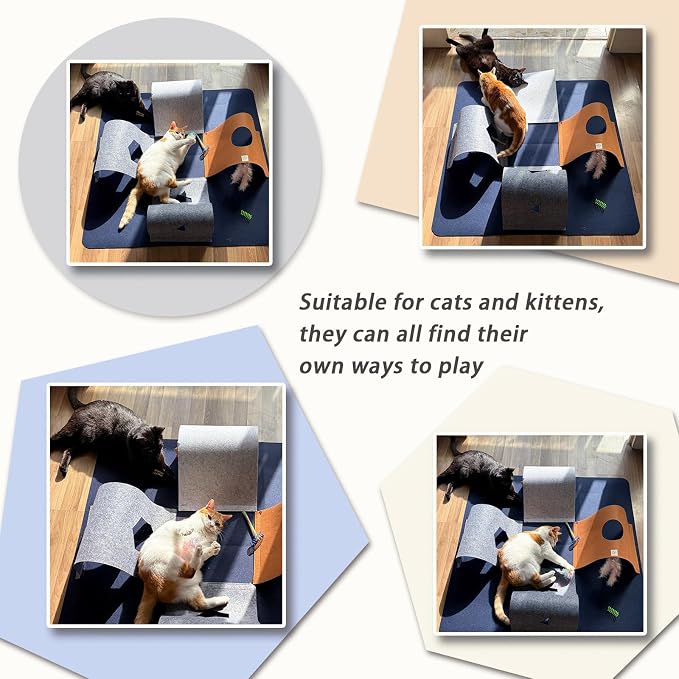 Cat Tunnel Mat for Indoor Cats, 4-Way Felt Cat Tunnel Play Mat - Image 4