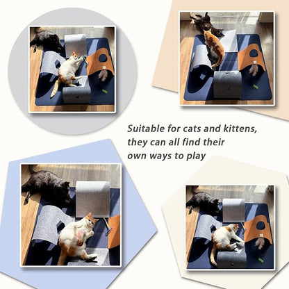 Cat Tunnel Mat for Indoor Cats, 4-Way Felt Cat Tunnel Play Mat - Image 4