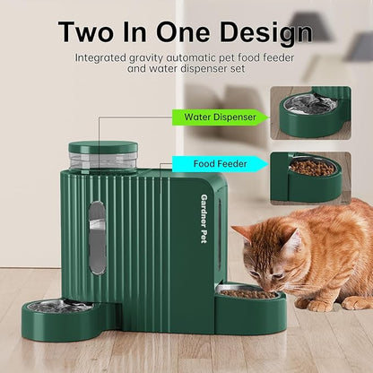 Gardner Pet Automatic Gravity Cat Food Feeder and Water Dispenser Stainless - Image 2