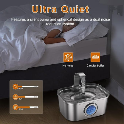 Bobo&Dragon Stainless Steel Cat Water Fountain 124oz/3.5L, Ultra Quiet - Image 4