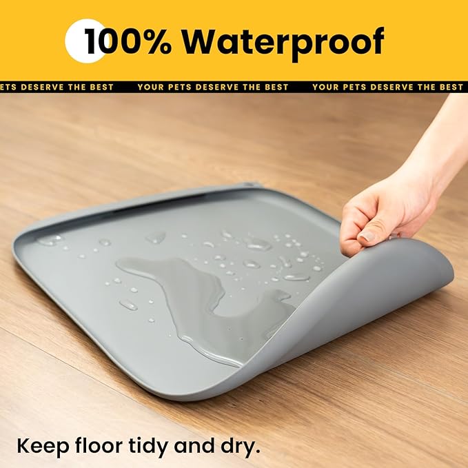 Silicone Dog Food Mat with Side Pocket & Hook Hole, Soft Raised Edges, Easy - Image 7