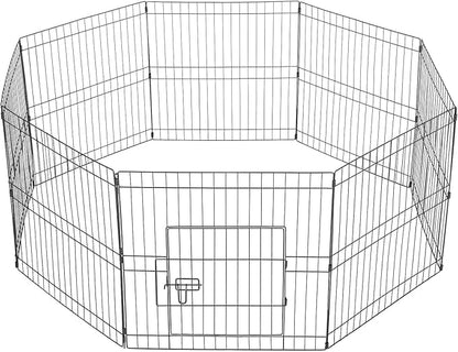 Yaheetech 24 inch Black Metal Pet Playpen 16 Panel Foldable Playpen by Yaheetech