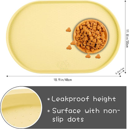 100% Waterproof 0.5" Raised Edge BPA Free Silicone Dog Food Mat, Pet Cat - Image 2