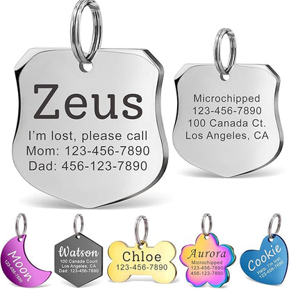 Anavia Personalized Pet ID Tags, Stainless Steel Glossy Laser Engraved Dog Cat by Anavia