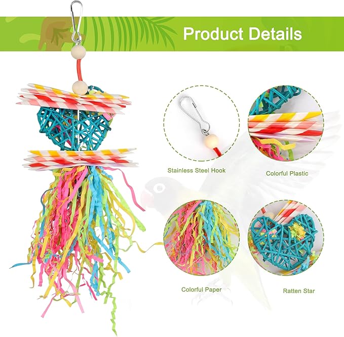 YUEPET 4 Pack Bird Shredder Toys Small Parrot Chewing Toys Parrot Cage Foraging - Image 5