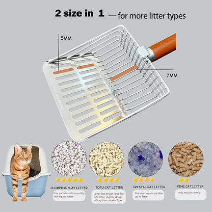 Designed for Deep Litter Boxes, Long Handle Metal Cat Litter Scoop - Image 5