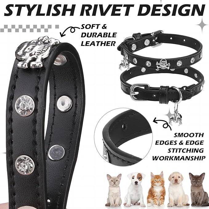EXPAWLORER Cat Collar for Girl Boy Cats- Adjustable Leather Pet Collar - Image 4
