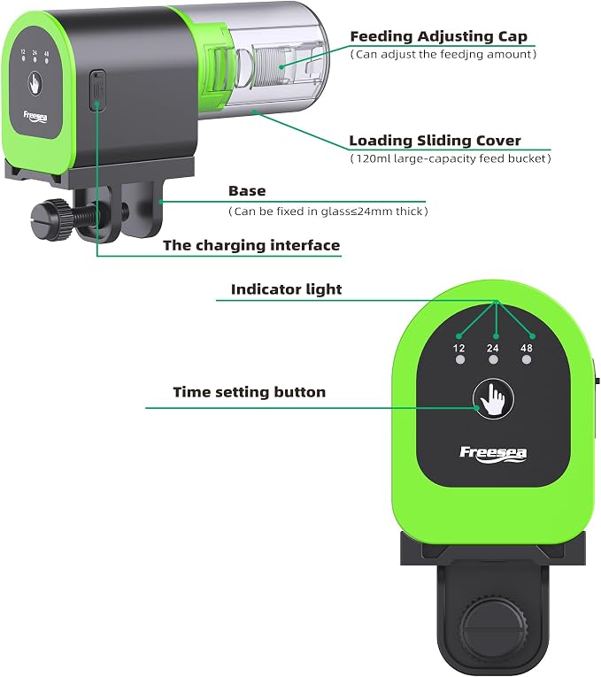 FREESEA Automatic Fish Feeder for Aquarium: Small USB Rechargeable Vacation - Image 9
