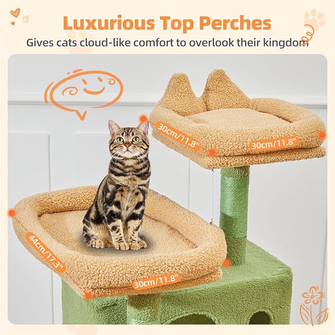 Taoqimiao Cactus Cat Tree, 57.5-Inch Cat Tower - Image 7
