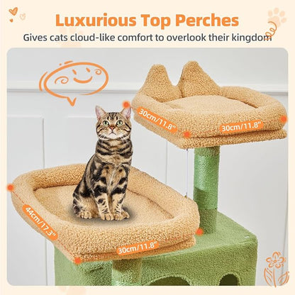 Taoqimiao Cactus Cat Tree, 57.5-Inch Cat Tower - Image 7