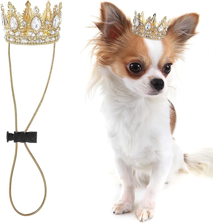Abbylike Pet Rhinestone King Crown Small Size, Queen Crown by Abbylike