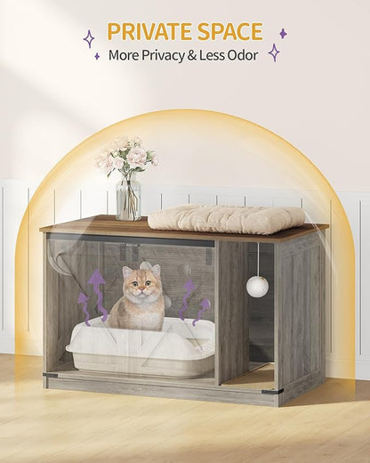 Cat Litter Box Enclosure, Hidden Litter Box Cabinet Furniture - Image 5