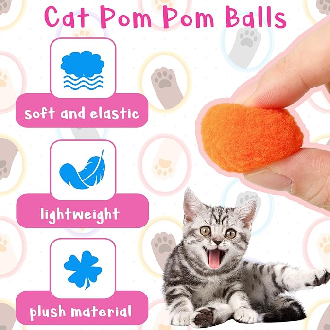2 Cat Toy Launchers & 100 Cat Pom Pom Balls, Cat Toys Balls Launcher, Launch - Image 6