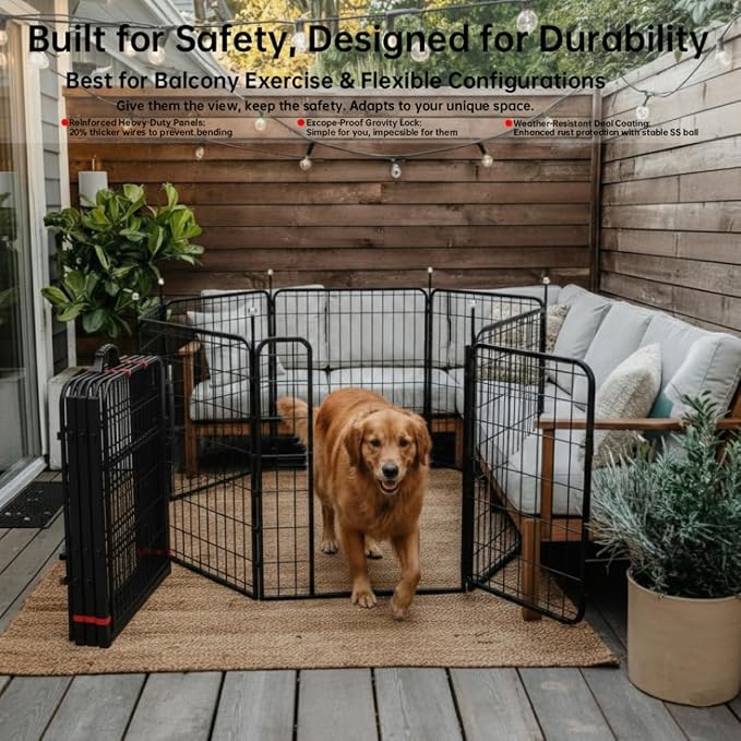 Dog Playpen Indoor/Outdoor, 6 Panels Dog Pen Play Pen - Image 3