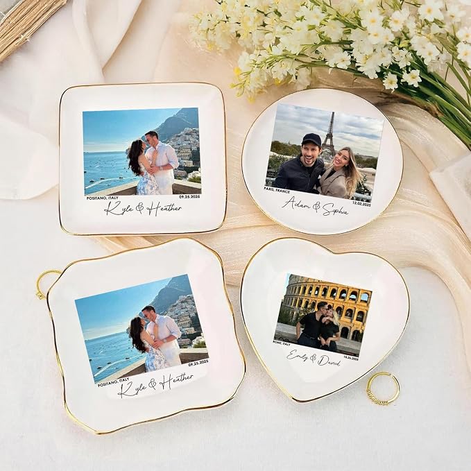 Custom Couple Portrait Polaroid Photo Ring Dish, Personalized Picture Jewelry - Image 8