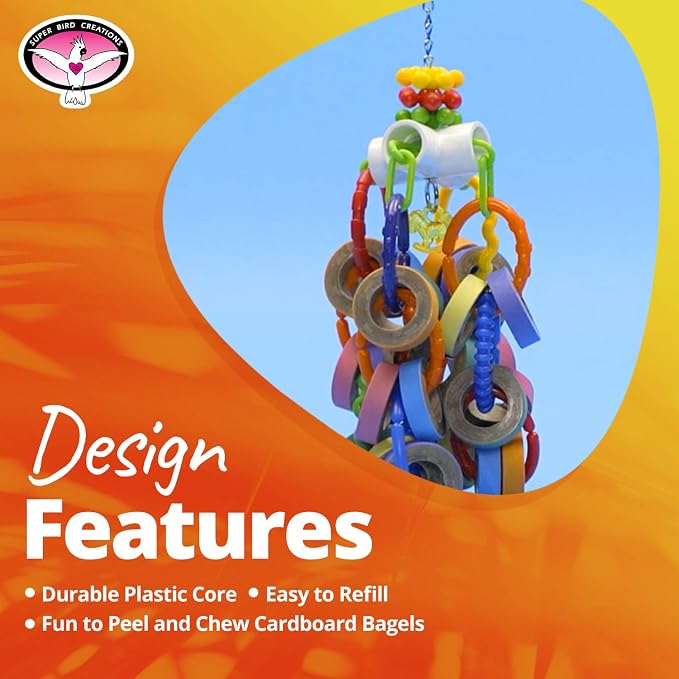 Super Bird Creations SB1107 Bagel Cascade Bird Toy, Large Bird Size, Refillable - Image 4