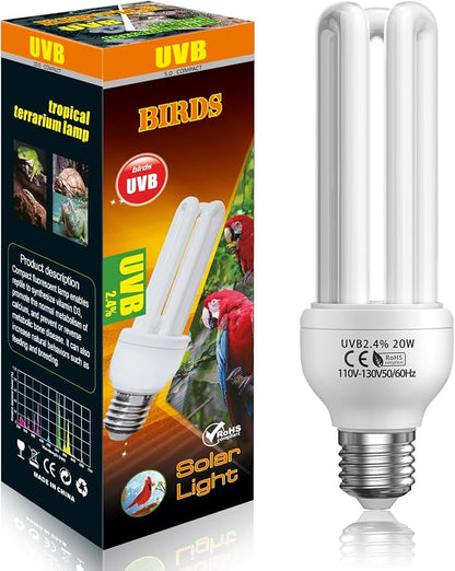 GlowUp 2.4% UVB Bulb for Birds, 20W Compact Fluorescent Light Bulb UVA UVB by GlowUp