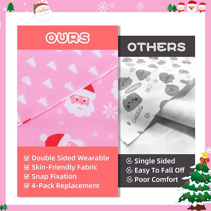 PAWCHIE Christmas Dog Bandanas 4 Pack, Reversible Dog Party Triangle Scarf Bibs - Image 7
