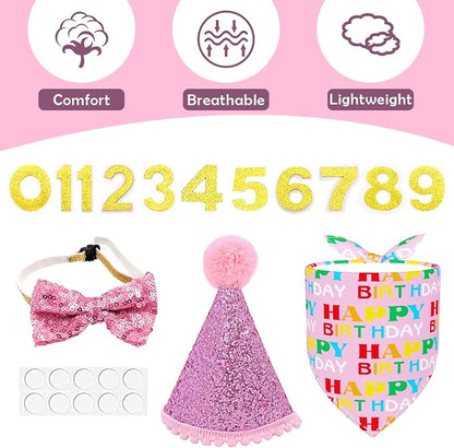 PET SHOW 4Pcs Pink Dog Birthday Hat - Image 3