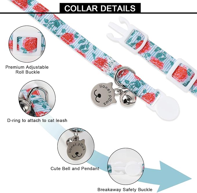 Lionet Paws 2pcs Pack Cotton Cat Collar, Breakaway Buckle - Image 4