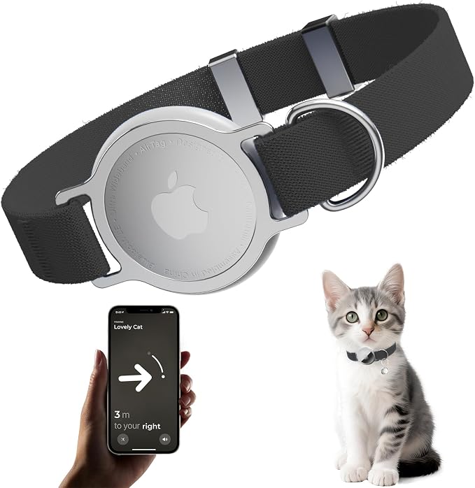 AirTag Cat Collar, Ultra Elastic Cat Tracker Collar, Airtag Holder Compatible by Sucegi