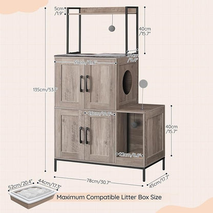 HOOBRO Cat Litter Box Enclosure Furniture, 2 in 1 Hidden Litter Box Furniture - Image 4