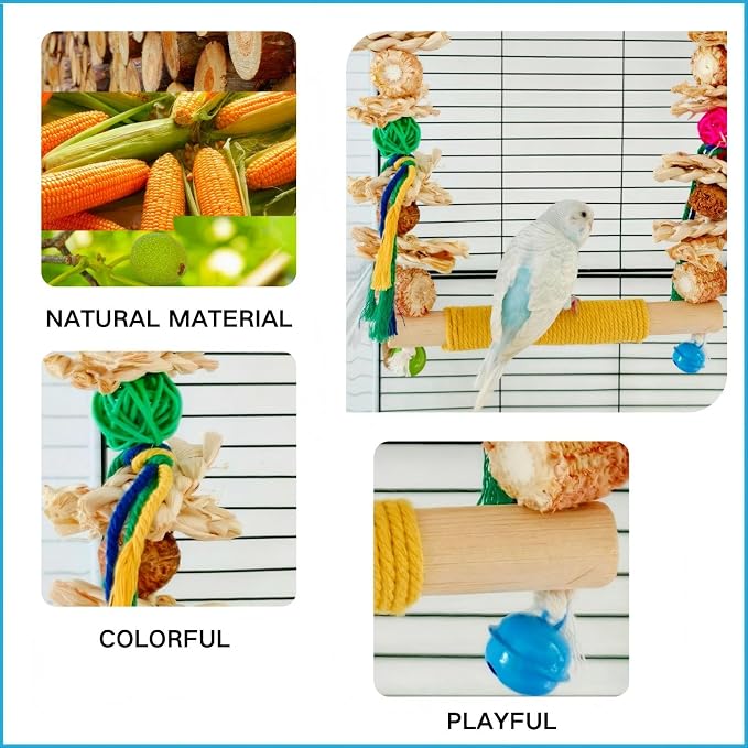 Bird Swings Toys for Parakeets Parrot, Natural Bird Perch Cage Hanging Chew - Image 4