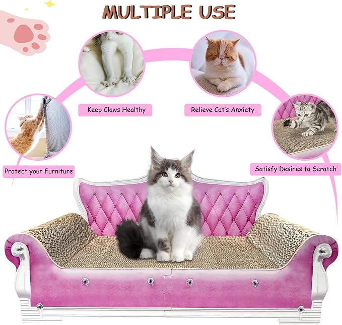 Luxury Cardboard Cat Scratcher Sofa Bed, Couch Shaped Scratching Board - Image 4